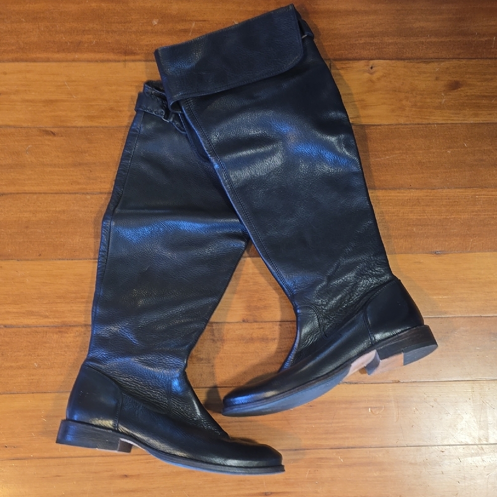 Frye Black Leather Knee High Boots